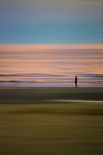 Lone Traveller Sunset Muse - by Tom Cuppens