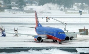 plane in the snow