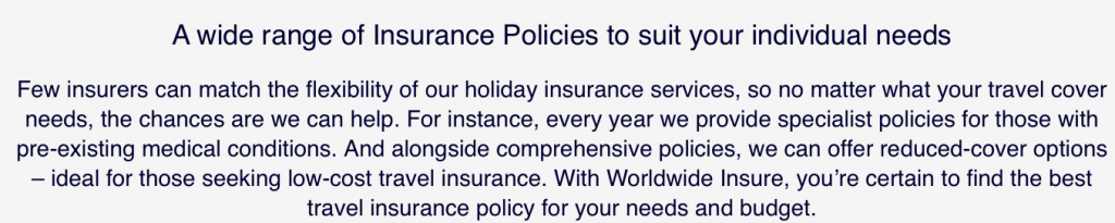 Cheap Travel Insurance text from Worldwide Travel Insurance