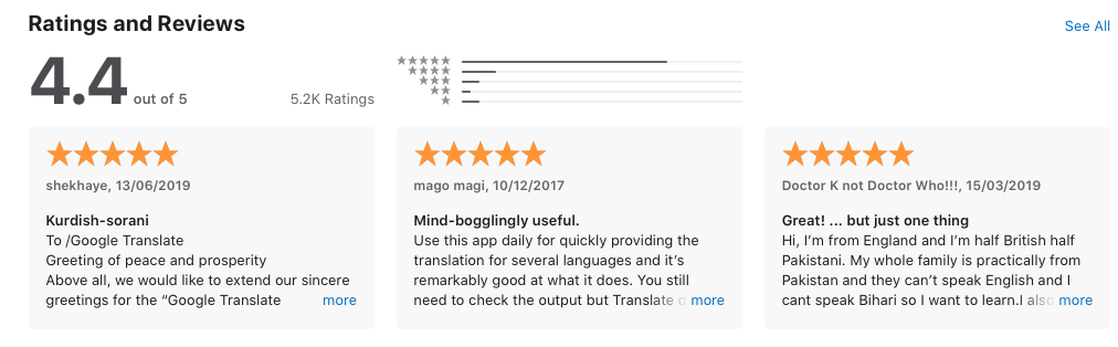 google translate itunes review