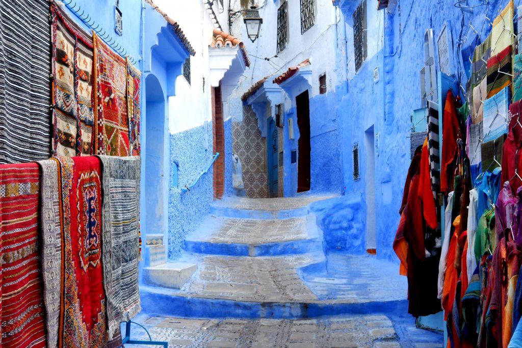 Marrakech Souk lane with rugs Image 