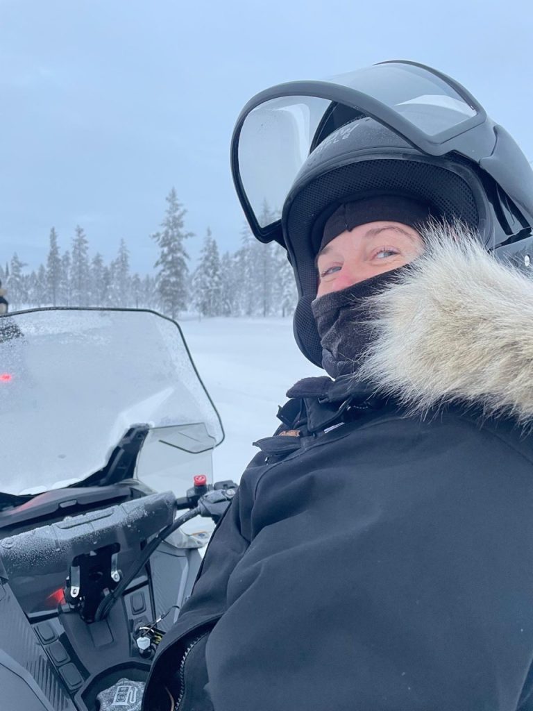 snowmobile arctic circle finland snow lapland image