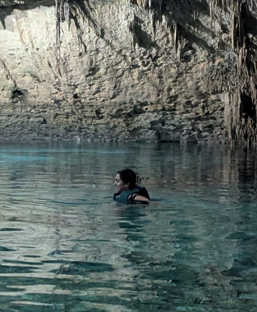 Simran Kabotra swimming in Taak Bi Ha Cenote 